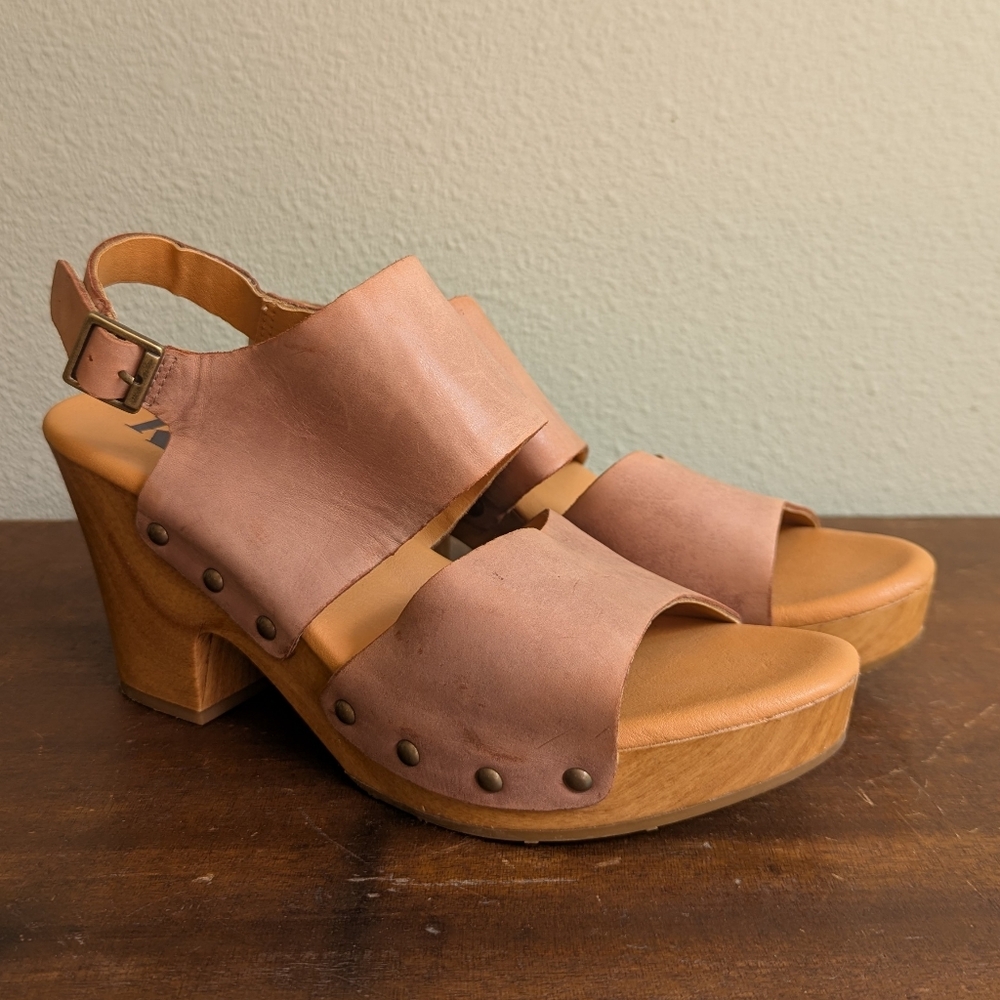 Korks By Kork-Ease Annaleigh Leather Platform Block Heels Open Toe US 8 EU 39